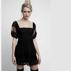 Free People Black Be Your Baby Lace Mini Dress Black Size XS Goth Whimsigoth